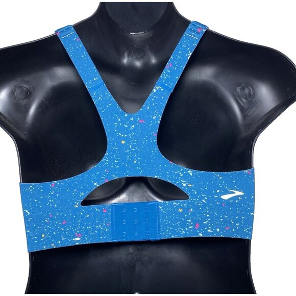 Brooks 32D Dare Racerback Run 2.0 Sports Bra Lagoon Speckle Print Sweat Wicking - Picture 9 of 10